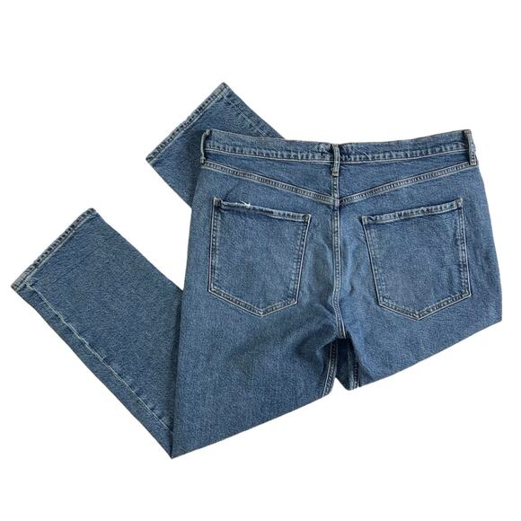 Agolde Riley High Rise Straight Crop Jeans In Silence Button Fly Size 33 - Picture 7 of 11